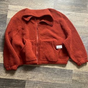 Burnt Orange semi cropped Sherpa jacket